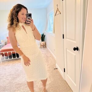 NWT Shoshanna Cream White Lace Floral Sleeveless Maxi Dress 2